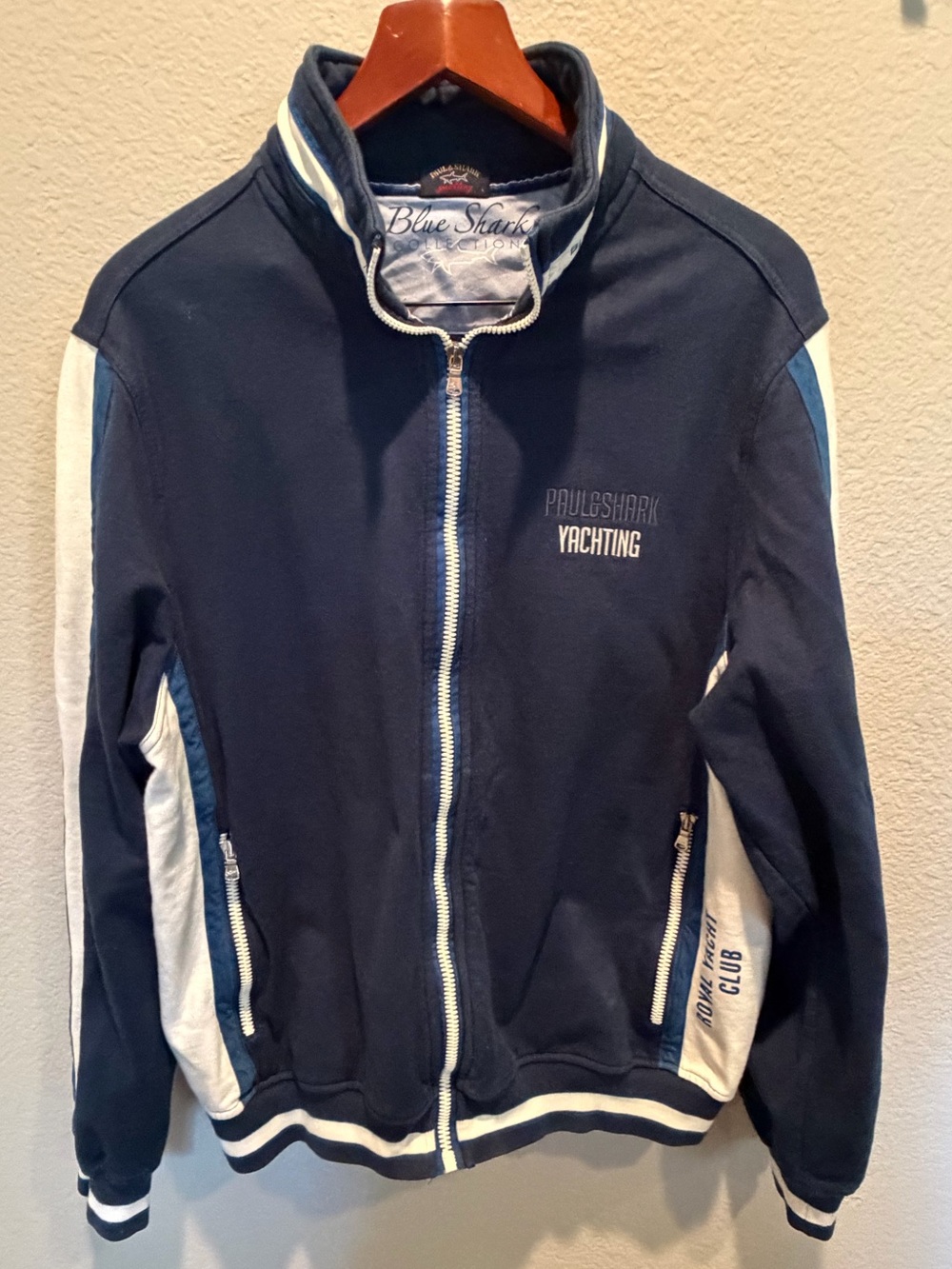 Paul & Shark Yachting “Blue Shark” Collection Navy/White Track Jacket Large
